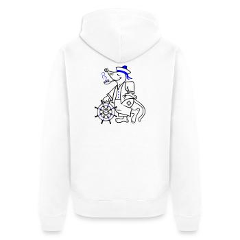 Matrose, maritim - Unisex Premium Bio Zip Hoodie - Weiß - Hinten - Thijin (182cm)