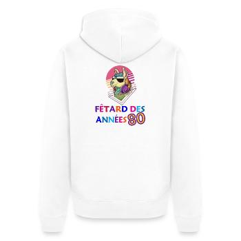 Lama Fêtard des 80's année anniversaire groove - Veste à capuche bio Premium Unisexe - blanc - Dos - Thijin (182cm)