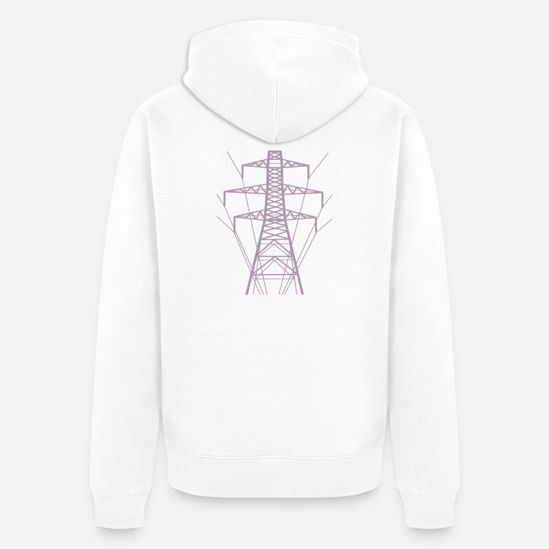 Silhouette de poteau électrique blanc - Veste à capuche bio Premium Unisexe - blanc