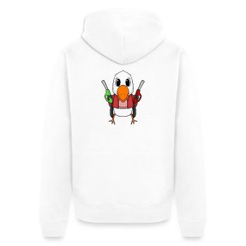 Tankwart Möwe Tankstelle - Unisex Premium Bio Zip Hoodie - Weiß - Hinten - Thijin (182cm)