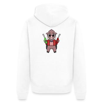 Préposé à la station-service Sanglier-service - Veste à capuche bio Premium Unisexe - blanc - Dos - Thijin (182cm)