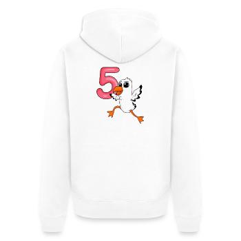 Mouette à motif 5e anniversaire - cinq ans - Veste à capuche bio Premium Unisexe - blanc - Dos - Thijin (182cm)