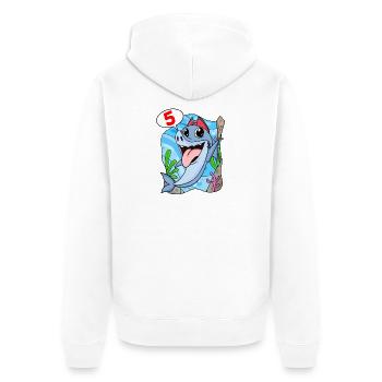 5. Geburtstag Motiv Hai Pirat - fünf Jahre - Unisex Premium Bio Zip Hoodie - Weiß - Hinten - Thijin (182cm)