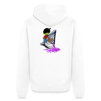 Writer in Action - Unisex Premium Bio Zip Hoodie - Weiß - Hinten - Thijin (182cm)