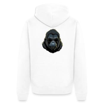 Gorilla mit Sonnenbrille - Unisex Premium Bio Zip Hoodie - Weiß - Hinten - Thijin (182cm)
