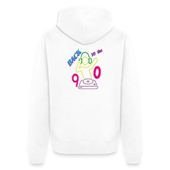 Retour dans les années 90 avec DJ - Veste à capuche bio Premium Unisexe - blanc - Dos - Thijin (182cm)