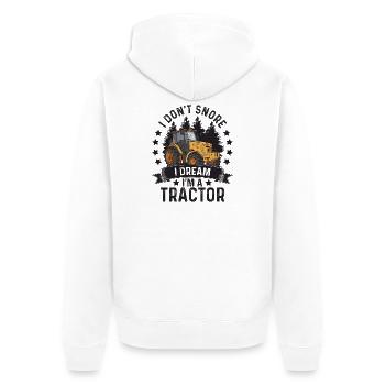 I Don't Snore I Dream I am A Tractor Spruch - Unisex Premium Bio Zip Hoodie - Weiß - Hinten - Thijin (182cm)