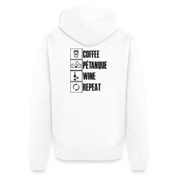 Café pétanque vin ripeat dicton pour bouler - Veste à capuche bio Premium Unisexe - blanc - Dos - Thijin (182cm)