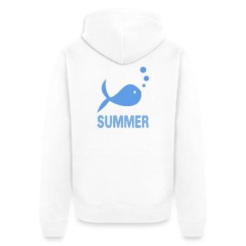 POISSON. PLAGE. MER. SURF. OCEAN. HUMOUR. VACANCES - Veste à capuche bio Premium Unisexe - blanc - Dos - Thijin (182cm)