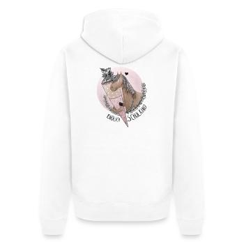 Endlich Schulkind Pferd mit Schultüte - Unisex Premium Bio Zip Hoodie - Weiß - Hinten - Thijin (182cm)