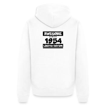 1954 - Jahrgang 1954 - Fantastisch seit 1954 - Unisex Premium Bio Zip Hoodie - Weiß - Hinten - Thijin (182cm)