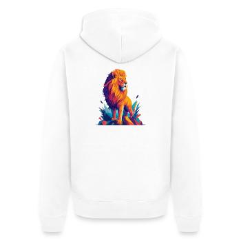Polygon Lion - Colorful Animal Illustration - Unisex Premium Organic Zip Hoodie - white - Back - Thijin (182cm)