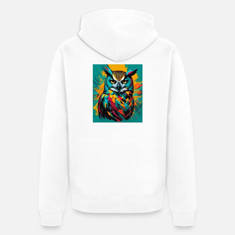 Eule - Unisex Premium Bio Zip Hoodie - Weiß