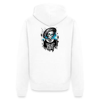 Lady Bones - Unisex Premium Bio Zip Hoodie - Weiß - Hinten - Thijin (182cm)