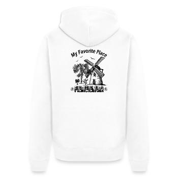 My Favorite Place Fuerteventura Trauminsel - Unisex Premium Bio Zip Hoodie - Weiß - Hinten - Thijin (182cm)