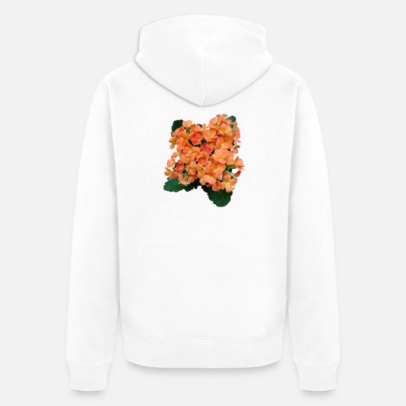 FLEURS PRINTANIÈRES (orange) - Veste à capuche bio Premium Unisexe - blanc