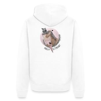 Endlich Kitakind Pferd mit Schultüte - Unisex Premium Bio Zip Hoodie - Weiß - Hinten - Thijin (182cm)