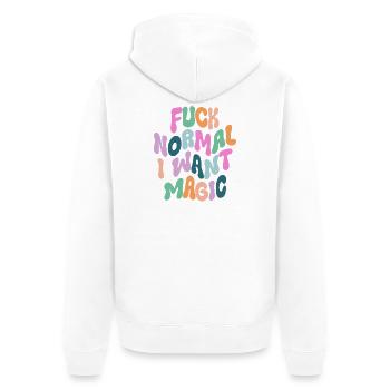 Fuck Normal I want Magic - Unisex Premium Bio Zip Hoodie - Weiß - Hinten - Thijin (182cm)