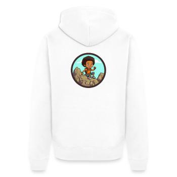 Afro Schwarz Kind Junge Mädchen Empowerment Mädche - Unisex Premium Bio Zip Hoodie - Weiß - Hinten - Thijin (182cm)