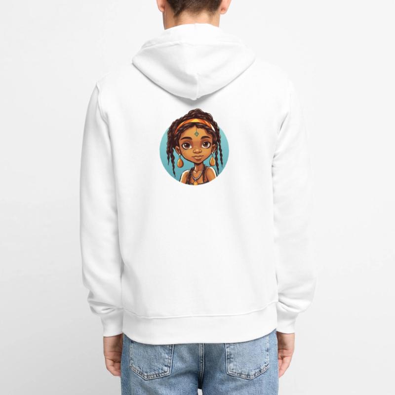 Afro Schwarz Kind Junge Mädchen Ethno Geschenkidee Unisex Premium Bio Zip Hoodie