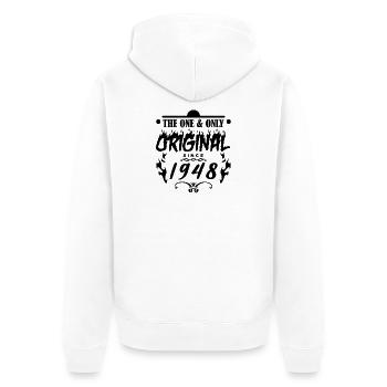 1948 - Baujahr 1948 - Jahrgang 1948 - Unisex Premium Bio Zip Hoodie - Weiß - Hinten - Thijin (182cm)