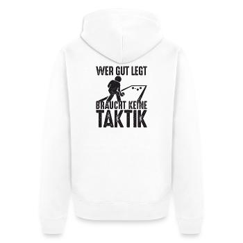 Wer gut legt braucht keine Taktik Bouler Petanque - Unisex Premium Bio Zip Hoodie - Weiß - Hinten - Thijin (182cm)