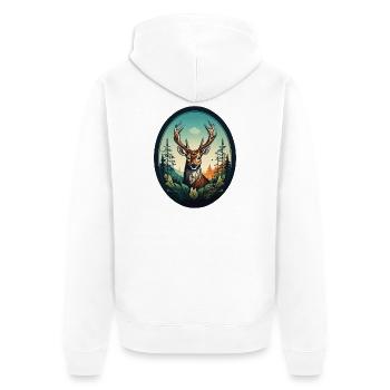 Reindeer - Unisex Premium Organic Zip Hoodie - white - Back - Thijin (182cm)