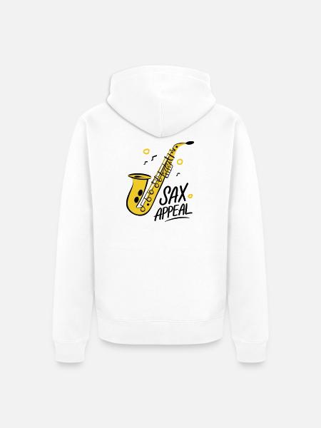 Saxophone Doré Jazz Graphique - Veste à capuche bio Premium Unisexe - blanc