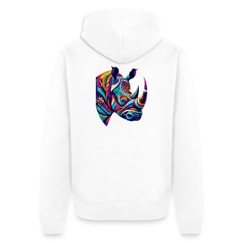Rhinoceros - Unisex Premium Organic Zip Hoodie - white - Back - Thijin (182cm)