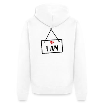 1. 1 AN. 1er ANNIVERSAIRE. ANNIVERSAIRE 1 AN. ANNI - Veste à capuche bio Premium Unisexe - blanc - Dos - Thijin (182cm)