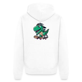 TRex Dino Tyrannosaurus Skateboard - Unisex Premium Bio Zip Hoodie - Weiß - Hinten - Thijin (182cm)