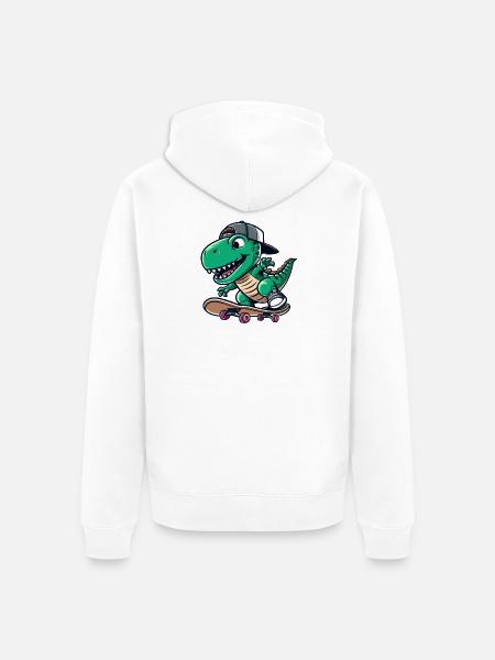 TRex Dino Tyrannosaurus Skateboard - Premium økologisk unisex-hættejakke - hvid