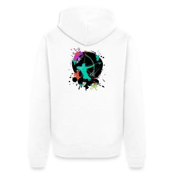 Archery - Unisex Premium Bio Zip Hoodie - Weiß - Hinten - Thijin (182cm)