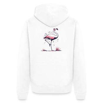 Flamingo Beat in Sunset Pink - Unisex Premium Organic Zip Hoodie - white - Back - Thijin (182cm)