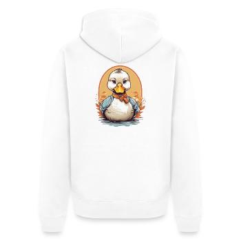 Cute duck with bow - Unisex Premium Organic Zip Hoodie - white - Back - Thijin (182cm)