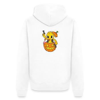 Une nana d’Halloween explose une citrouille drôle - Veste à capuche bio Premium Unisexe - blanc - Dos - Thijin (182cm)