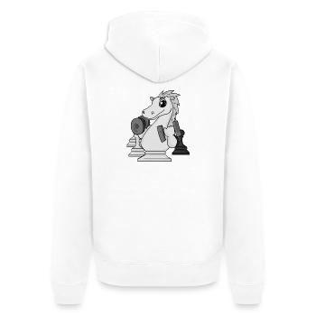 Schach Schachspieler Fitness - Unisex Premium Bio Zip Hoodie - Weiß - Hinten - Thijin (182cm)