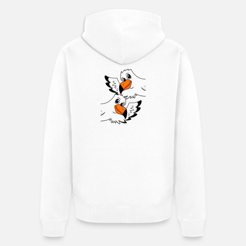 Möwe Gruß Begrüßung - Unisex Premium Bio Zip Hoodie - Weiß