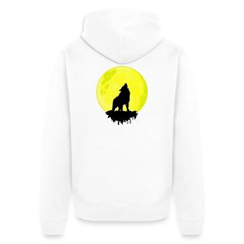 wolfsmond - Unisex Premium Bio Zip Hoodie - Weiß - Hinten - Thijin (182cm)
