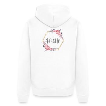 Amélie fille prénom cadeau de bébé - Veste à capuche bio Premium Unisexe - blanc - Dos - Thijin (182cm)