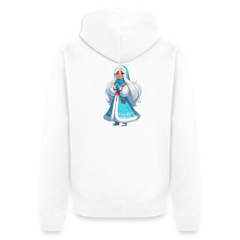 Ded Moroz Snegurotschka russischer Weihnachtsmann - Unisex Premium Bio Zip Hoodie - Weiß - Hinten - Thijin (182cm)
