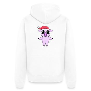 Pig Christmas - Unisex Premium Organic Zip Hoodie - white - Back - Thijin (182cm)