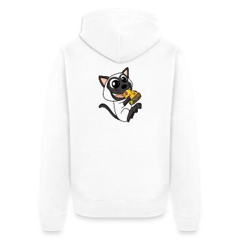 Siamese Cat Cat Pizza - Unisex Premium Organic Zip Hoodie - white - Back - Thijin (182cm)