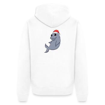 Dugong Weihnachten - Unisex Premium Bio Zip Hoodie - Weiß - Hinten - Thijin (182cm)