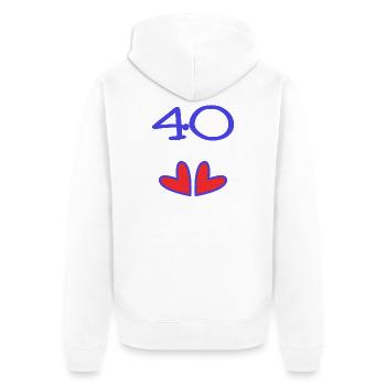 40. 40 YEARS. 40th ANNIVERSARY. 40TH ANNIVERSARY. - Unisex Premium Organic Zip Hoodie - white - Back - Thijin (182cm)