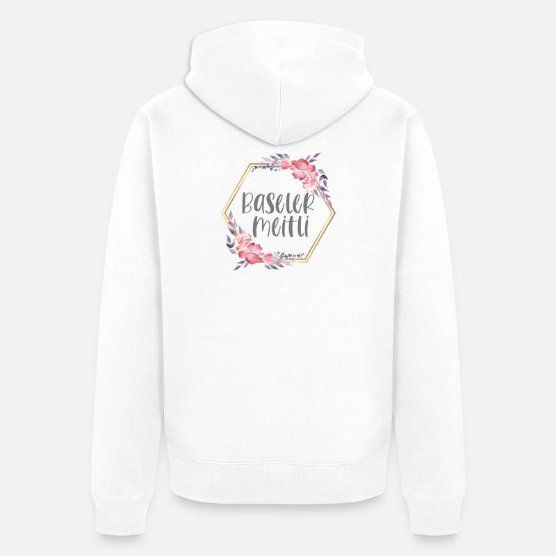 Schweiz Basel Mädchen Heimat Geschenk - Unisex Premium Bio Zip Hoodie - Weiß