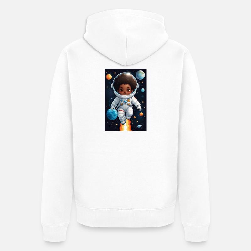 Visage d’enfant aventurier de l’espace - Veste à capuche bio Premium Unisexe - blanc