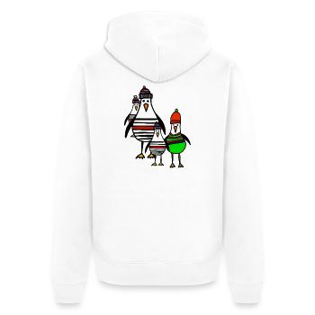 Streifige Pinguine im Winter - Unisex Premium Bio Zip Hoodie - Weiß - Hinten - Thijin (182cm)