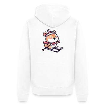 Cute hamster while skiing - Skiing holiday in the - Unisex Premium Organic Zip Hoodie - white - Back - Thijin (182cm)