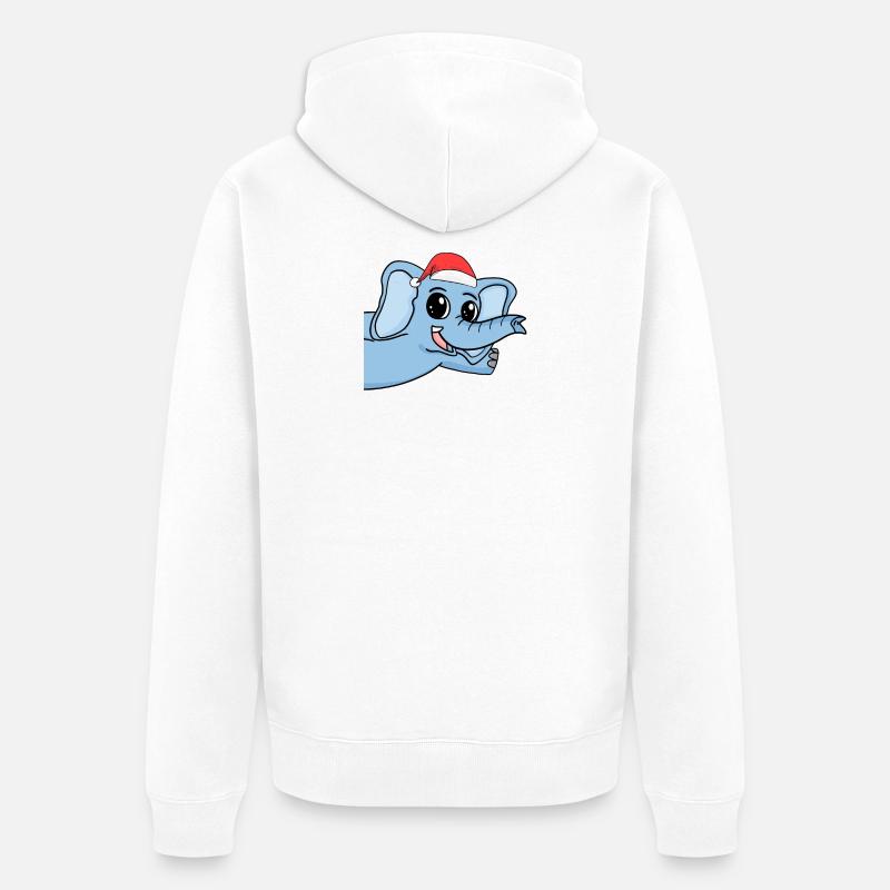 Noël des éléphants - Veste à capuche bio Premium Unisexe - blanc